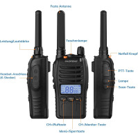 BAOFENG BF-88ST Pro PMR446 Walkie Talkie, vylepšená dobíjecí obousměrná vysílačka s velkým dosahem bez licence, LCD displejem, d