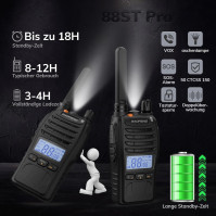 BAOFENG BF-88ST Pro PMR446 Walkie Talkie, vylepšená dobíjecí obousměrná vysílačka s velkým dosahem bez licence, LCD displejem, d