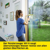 Akumulátorový čistič oken Kärcher WV 6 Plus, extra dlouhá výdrž baterie 100 min, LED indikátor stavu nabití, vyměnitelná sací hu