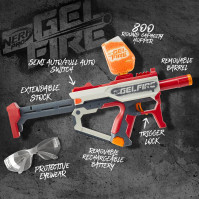 Blaster Nerf Pro Gelfire Mythic, 1 600 nábojů Gelfire, zásobník, dobíjecí baterie, brýle