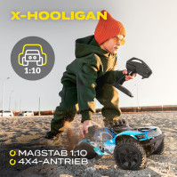 Overmax X-Hooligan Auto na dálkové ovládání se 2 bateriemi Monster Truck RC Rychlost až 50 km/h Dojezd až 100 metrů Trakce 4x4 4