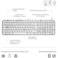 Logitech MX KEYS S DE - 920-011566, světle šedá, Bluetooth.