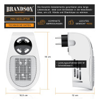 CSL - Zásuvkové ventilátorové topení s dálkovým ovládáním - Mini keramické topení s termostatem - Ventilátor 500W