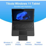 Tibuta Windows 11 tablet s pouzdrem, Intel Celeron N4100 Quad Core procesor, 6GB RAM 128GB ROM, odnímatelná klávesnice