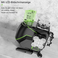 Zelená laserová vodováha, Huepar S04CG samonivelační laserová vodováha LCD, Bluetooth Green Beam Cross Line Laser Tool