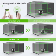 Zelená laserová vodováha, Huepar S04CG samonivelační laserová vodováha LCD, Bluetooth Green Beam Cross Line Laser Tool