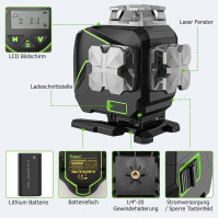 Zelená laserová vodováha, Huepar S04CG samonivelační laserová vodováha LCD, Bluetooth Green Beam Cross Line Laser Tool