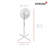 Stojanový ventilátor s dálkovým ovládáním Korona 81100 | 90° oscilace | Stojanový ventilátor | Tichý 40 cm průměr, 40 W