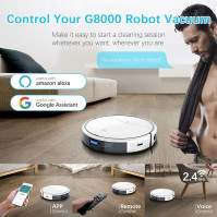 Robotický vysavač a mop Tikom, robotický vysavač G8000, silný sací výkon 2700 Pa, samonabíjecí, vhodný na tvrdé podlahy, bílý