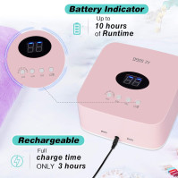 AZ GOGO LED lampa na nehty s akumulátorem, přenosná UV lampa na nehty, 72W UV lampa na nehty s časovačem 30/60/99 s, LCD